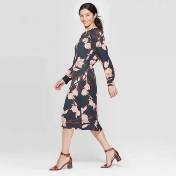 A New Day Dress Floral Green Orange Medium - Picture 1 of 5